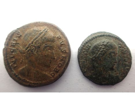 Two Roman coins: Crispus and Constantius II, attributed. P&amp;P Group 0 (£5+VAT for the first lot and £1+VAT for subsequent 
