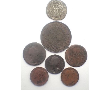 Mixed early milled copper coins (7). P&amp;P Group 0 (£5+VAT for the first lot and £1+VAT for subsequent lots) 