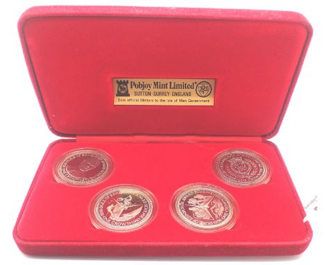 Cased set of four encapsulated one crown coins, I.O.M Government for 25th anniversary of The Duke of Edinburgh Award 1956-198
