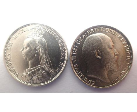 1887 and 1910 silver sixpences of Edward VII and Queen Victoria, in EF condition. P&amp;P Group 0 (£5+VAT for the first lot a