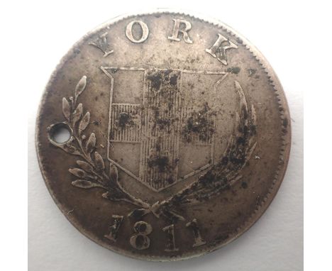 1811 silver York Cattle token. P&amp;P Group 0 (£5+VAT for the first lot and £1+VAT for subsequent lots) 