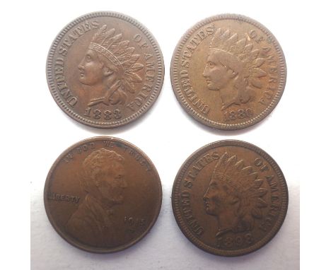 American Lincoln and Indian cents. P&amp;P Group 0 (£5+VAT for the first lot and £1+VAT for subsequent lots) 