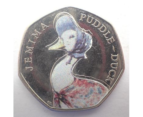 Jemima PuddleDuck colour decal fifty pence, scarce. P&amp;P Group 0 (£5+VAT for the first lot and £1+VAT for subsequent lots)