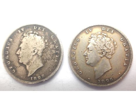 1825 and 1826 silver shillings of George IV (2). P&amp;P Group 0 (£5+VAT for the first lot and £1+VAT for subsequent lots) 