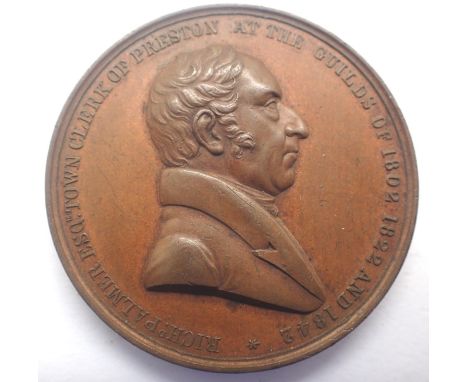 1802 Preston Guild copper medallion, strong EF grade. P&amp;P Group 0 (£5+VAT for the first lot and £1+VAT for subsequent lot