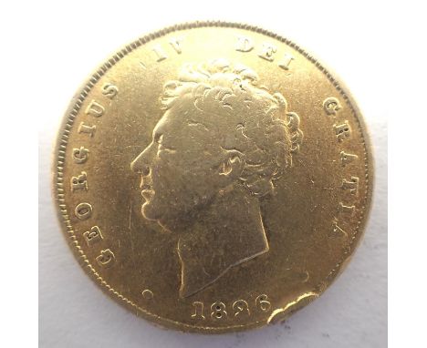 1826 gilt silver shilling of George IV. P&amp;P Group 0 (£5+VAT for the first lot and £1+VAT for subsequent lots) 