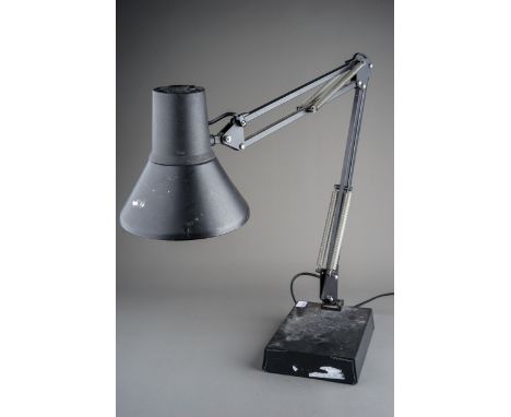 An Anglepoise type black desk lamp on rectangular base (electrified but untested) 