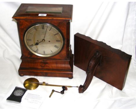 A 19th century mahogany bracket clock by Dent, London - No.1856 - having five glass case - 19cm diameter silvered dial - two 