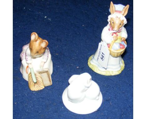 Beatrix Potter "Hunca Munca Sweeping", "Mrs Bunnykins at The Easter Parade" and Herend Bunnies ornament