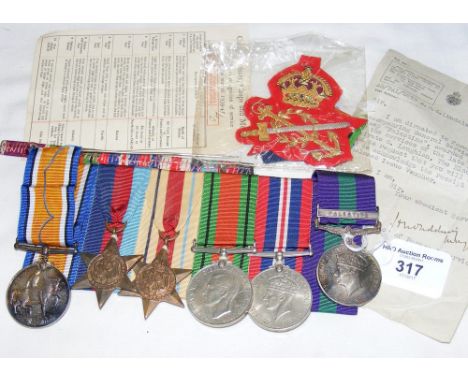 A Second World War five medal group to Private G Laughlan, The Black Watch, including The Palestine Medal, together with a Fi