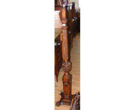 Carved oak standard lamp - 161cm