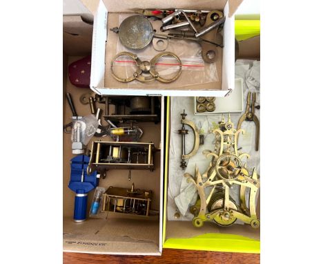 QUANTITY OF SKELETON CLOCK MOVEMENT, WATCH MAKING TOOLS, ETC.