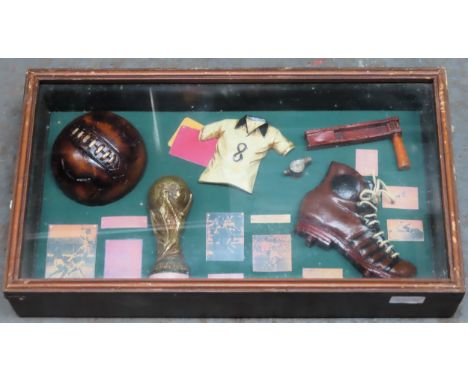 Framed and glazed vintage Football related display case. Approx. 29 x 52 x 10cms
reasonable used condition scuffs scratches e