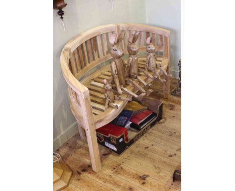 Curved back hardwood garden bench, 120cm long