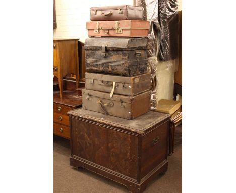 Two large trunks, tin trunk and four vintage cases (7)