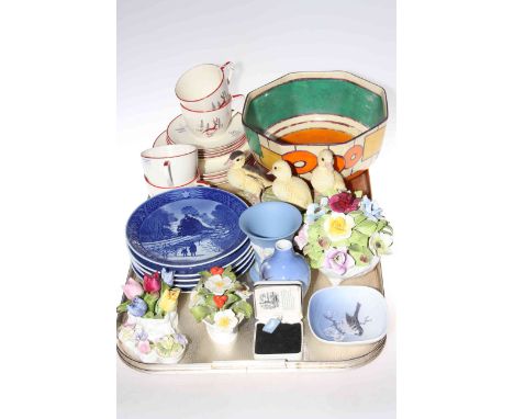 Crown Devon 'Stockholm' teaware, Clarice Cliff 'Fantasque' octagonal bowl, Copenhagen plates, dish and vase, china posies, et