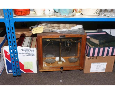 Griffin & George cased scales, stamps and albums, parasol, fourteen volumes Chaucer's English Nation, etc