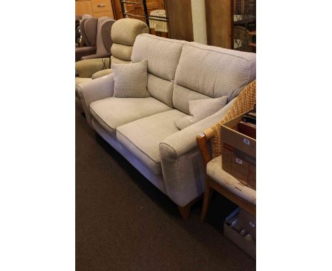 Parker Knoll two seater settee in light checked fabric