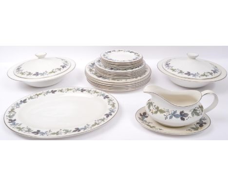 Royal Doulton - Burgundy pattern - A vintage 20th Century English translucent china ceramic dinner service set. Comprising of