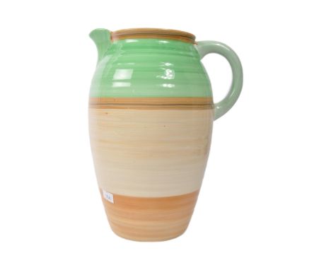 Shelley - A vintage 20th century circa. 1930's Art Deco era vase / jug having green and beige ring glaze to body. Stamped to 