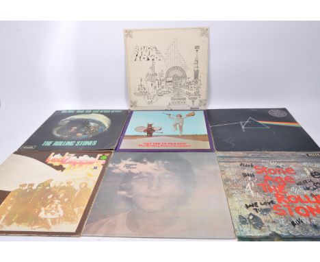 An assortment of vintage 20th century LP long play vinyl records. The lot to include Pink Floyd 'Dark Side of the Moon', John