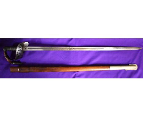 British Boer War era Victorian 1887 Pattern Cavalry Officers' sword for a Regiment of Horse, sadly the etched scroll which id
