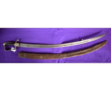 Ethiopian 1930s era Army Officer's Sword of Emperor Haile Selassie, the curved steel blade etched with floral detail and insc