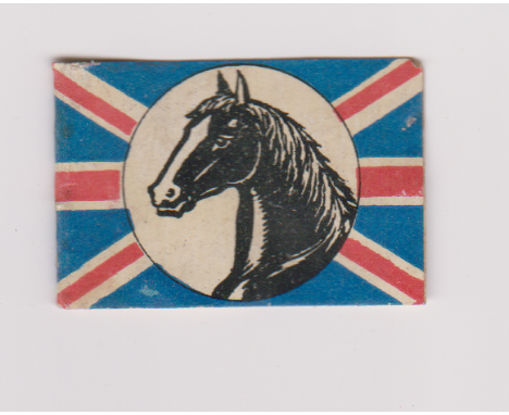 British WWI Charity fundraising pin badge, on the obverse it shows a Horse central of Union flag, on the reverse 'The only fu