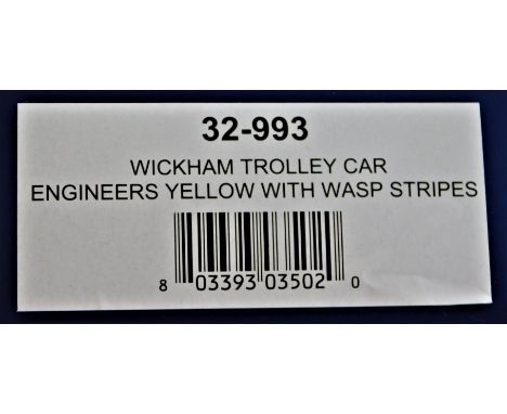 Bachmann 32-993 Wickham Trolley Car Engineers Yellow With Wasp Stripes