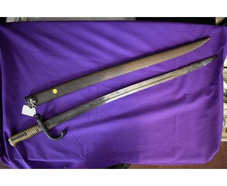 French M1866 Chassepot Bayonet, engraved on the spine ‘Mre D’Armes, St Etienne April 1873. In relic condition with some pitti