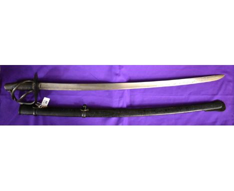 Württemberg M1817 Light Cavalry sabre, makers mark is unclear.  The scabbard is Unit marked 'A.M. XIII.4.94'. Some overall ag