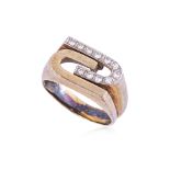 A DIAMOND DOUBLE 'C' RING