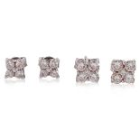 TWO PAIRS OF SIMILAR DIAMOND STUD EARRINGS