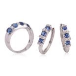A SAPPHIRE AND DIAMOND JEWELLERY SET