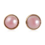 A PAIR OF MABE CULTURED PEARL STUD EARRINGS