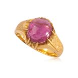 A SYNTHETIC RUBY RING