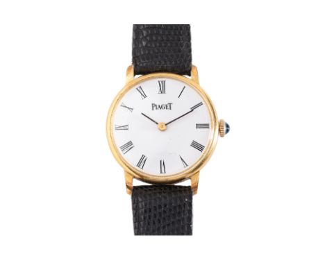 A PIAGET LADY'S GOLD PLATED WATCH
Ref.83454, 
White enamel dial with Roman numerals, gold plated case, manual wind 17 jewel m