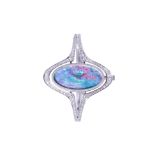 A CHYLLON LADY'S WHITE GOLD AND DIAMOND SET BANGLE WATCH WITH OPAL DIAL