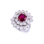 A RUBY AND DIAMOND RING
