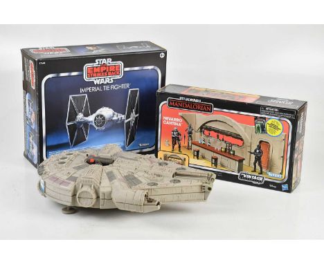 STAR WARS; two Hasbro Kenner play sets from the vintage collection, including an Imperial Tie Fighter and Nevarro Cantina, bo