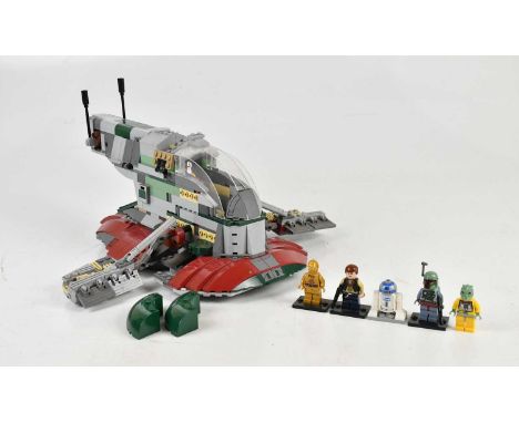 STAR WARS; a Lego Star Wars Slave I ship, mostly complete, with Boba Fett, Han Solo, R2D2 and C3P0 and Bossok minifigs. 