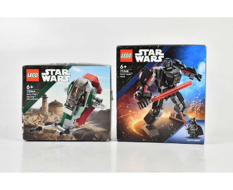 LEGO; two Star Wars sets comprising Darth Vader Mech (75368) and Star Wars Boba Fett Slave I micro fighter (75344) (2)