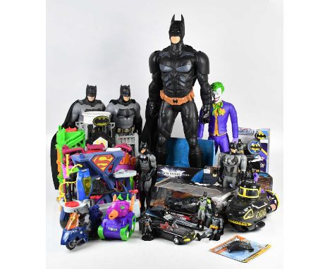 BATMAN; a collection of figures, play sets, vehicles etc, including a 31" Batman, 3D puzzle, Hollywood Rides Dark Knight tumb