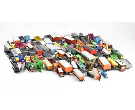 A collection of Thomas The Tank Engine figures, books, etc, with further die-cast and model rolling stock. 