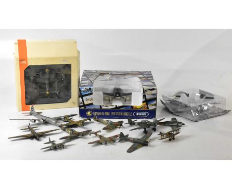 A collection of die-cast military planes including Franklin Mint Precision Model, etc.