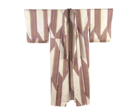  A Silk Gauze Summer Kimono   dyed in blue/black with scattered flower heads and trailing foliage, 1930s;  Another Silk Kimon