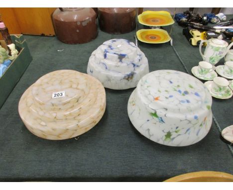 3 vintage coloured lamp shades