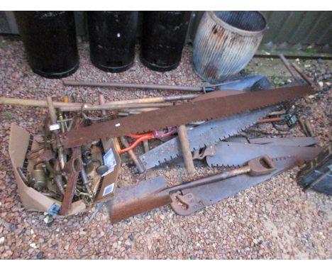 Collection of old garden tools etc