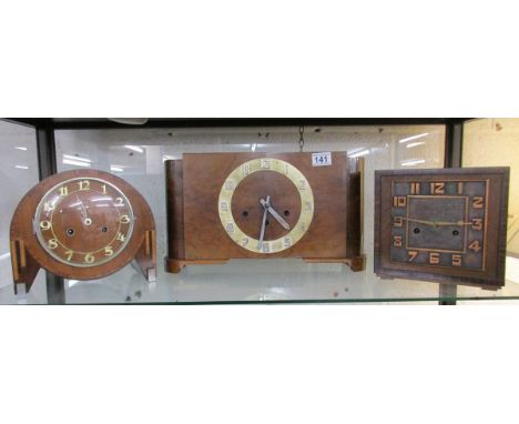 3 vintage wooden mantle clocks