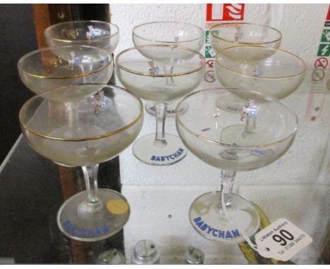 Set of 8 vintage Babycham glasses